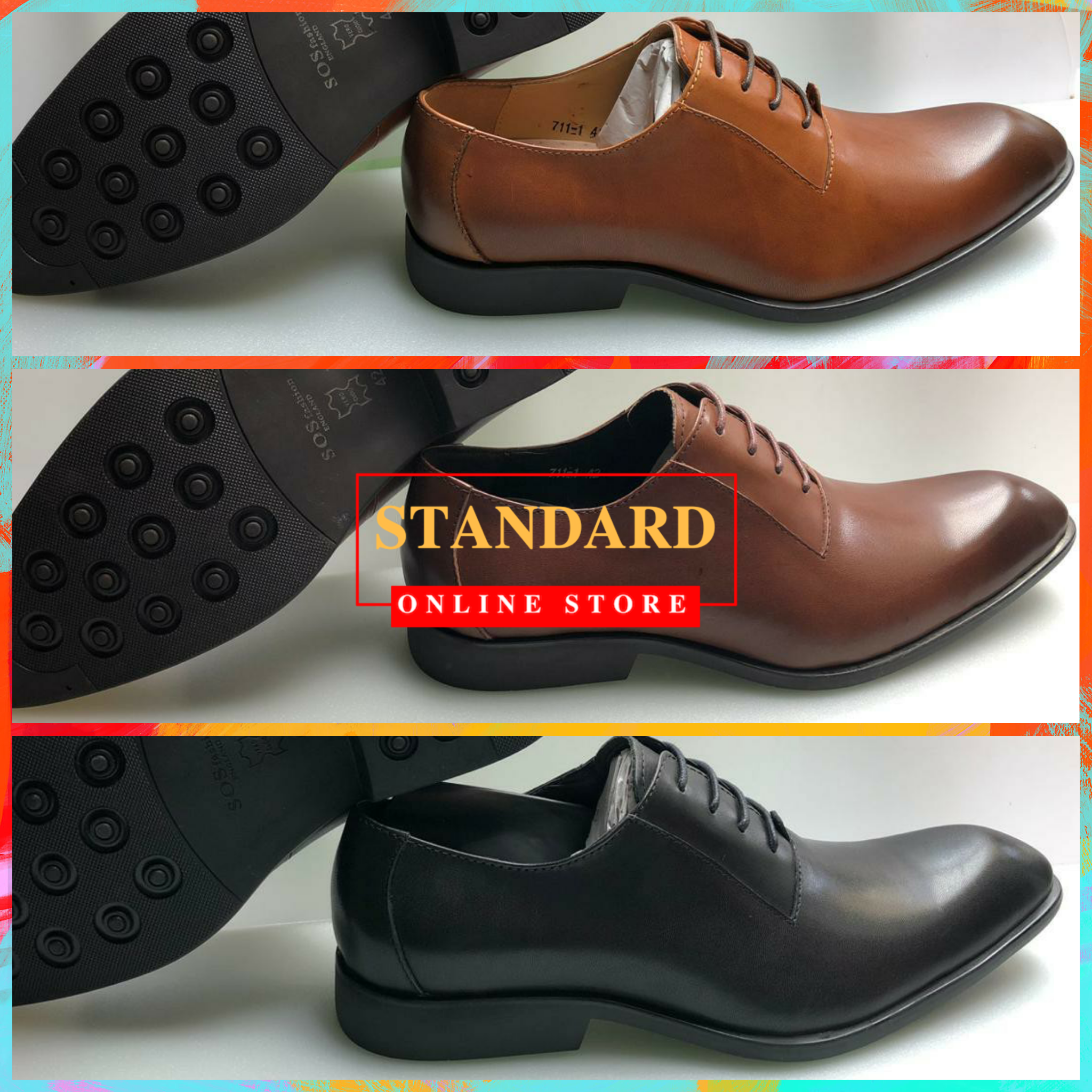 Pure Leather Shoes With Rubber Sole 